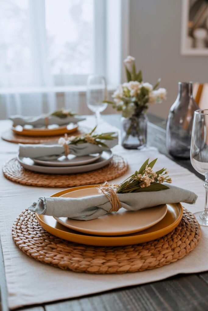 elegant fall colored table set natural light