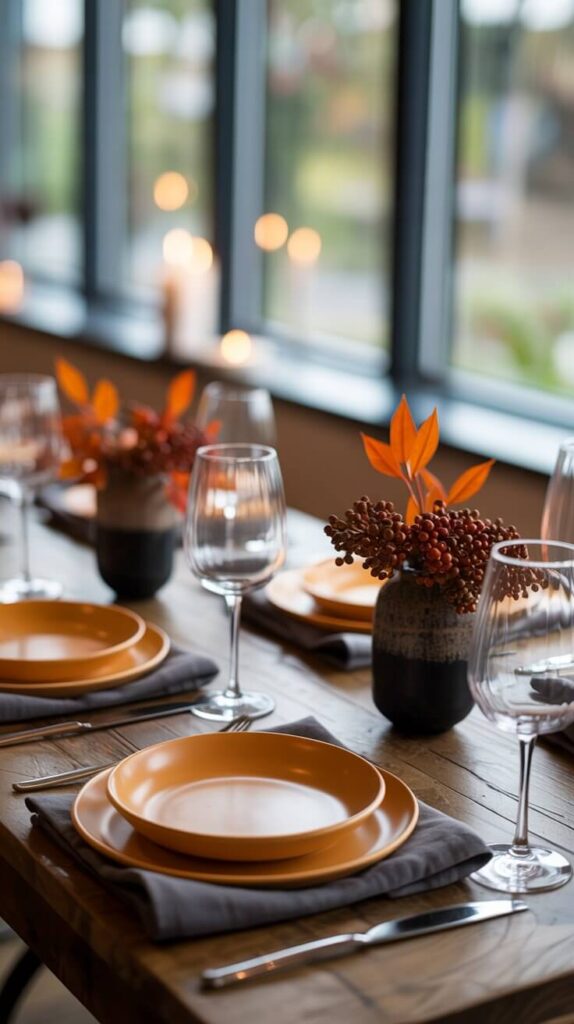 fall tablewear with wine glasses