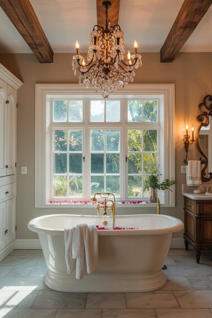 vintage bathroom with a window
