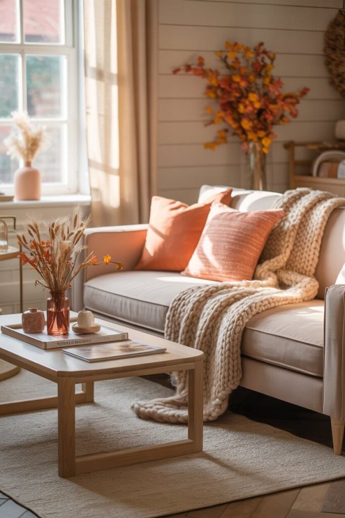warm and cozy living room afternoon light